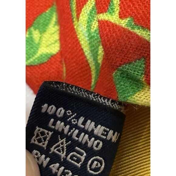 Polo Ralph Lauren Tie 100% Linen Red & Yellow Tropical Roses Hand Made In Italy - Picture 5 of 5